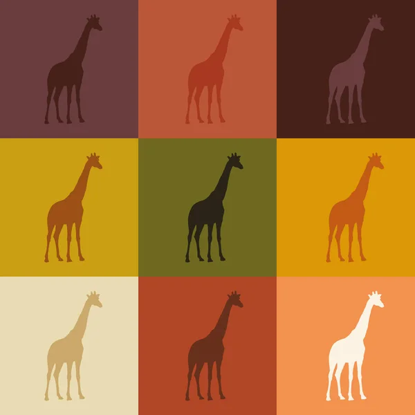 Farklı arka planlarda farklı renklerde zürafa