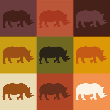 Gergedan farklı renklerde ve farklı arkaplanlarda