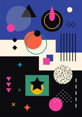 Geometrik Şekillerle Soyut Boyama. Minimalist grafikler. Vektör EPS 10