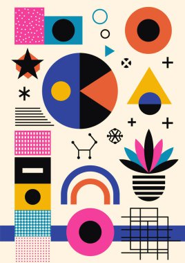 Geometrik Şekillerle Soyut Boyama. Minimalist grafikler. Vektör EPS 10