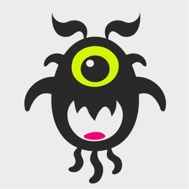 A big-eared, one-eyed monster. Flat cartoon character design. EPS-10.