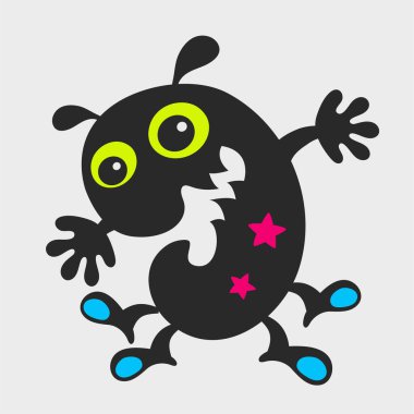 Toothy monster bully. Flat cartoon character design. EPS-10.