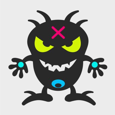 Cute horned monster. Funny, cute monster. Flat cartoon character design. EPS-10.