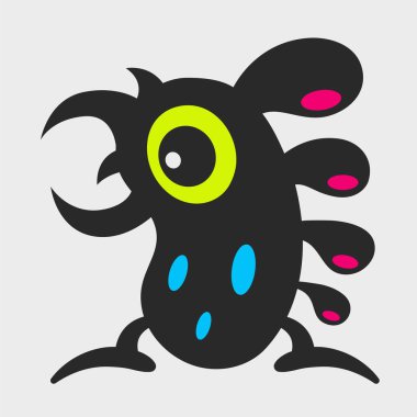 Bird-like monster. Whimsical, cute monster. Flat cartoon character design. EPS-10.