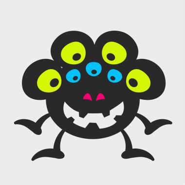 Multi-eyed Spider monster. Funny, cute monster. Flat cartoon character design. EPS-10.