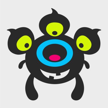 Üç gözlü yuvarlak canavar. Komik ve sevimli bir canavar. Düz çizgi film karakteri tasarımı. EPS-10.