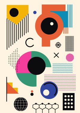 Geometrik Şekillerle Soyut Boyama. Minimalist grafikler. Vektör EPS 10