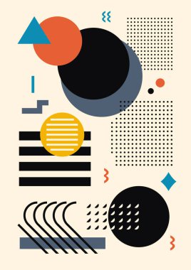 Geometrik Şekillerle Soyut Boyama. Minimalist grafikler. Vektör EPS 10