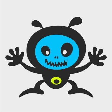 Kızgın koca kulaklı canavar. Komik ve sevimli bir canavar. Düz çizgi film karakteri tasarımı. EPS-10.