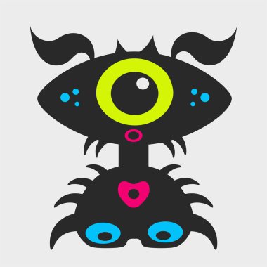 Tek gözlü, tüylü bir canavar. Komik ve sevimli bir canavar. Düz çizgi film karakteri tasarımı. EPS-10.