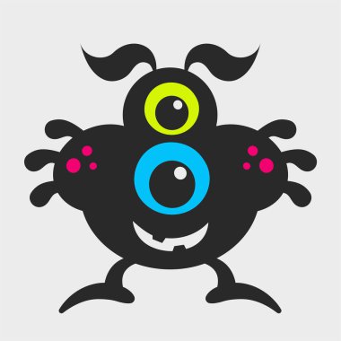 İki gözlü şişko bir canavar. Komik ve sevimli bir canavar. Düz çizgi film karakteri tasarımı. EPS-10.