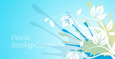 Çok renkli sıçramalar, çiçek, yaprak ve dalların siluetleri ile soyut renkli bir arka plan. Vektör.