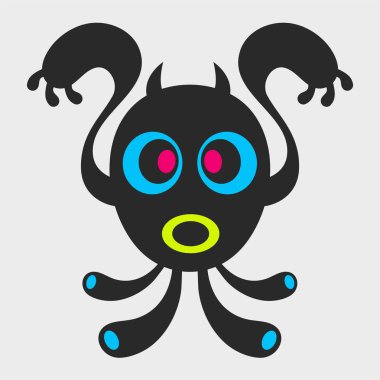 Su Canavarı. Komik ve sevimli bir canavar. Düz çizgi film karakteri tasarımı. EPS-10.