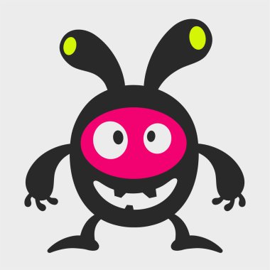 Komik koca kulaklı canavar. Komik ve sevimli bir canavar. Düz çizgi film karakteri tasarımı. EPS-10.