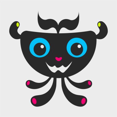 Komik bir denizanası canavarı. Komik ve sevimli bir canavar. Düz çizgi film karakteri tasarımı. EPS-10.