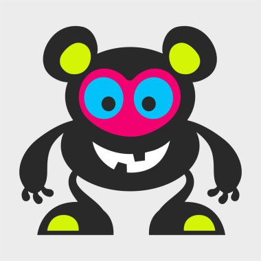 Dişsiz ayı canavarı. Komik ve sevimli bir canavar. Düz çizgi film karakteri tasarımı. EPS-10.