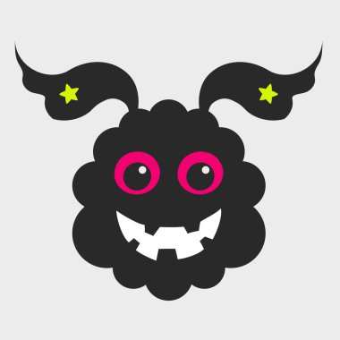 Neşeli bulut canavarı. Komik ve sevimli bir canavar. Düz çizgi film karakteri tasarımı. EPS-10.