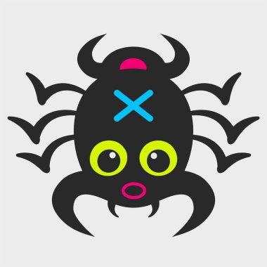 Kabuklu canavar. Komik ve sevimli bir canavar. Düz çizgi film karakteri tasarımı. EPS-10.