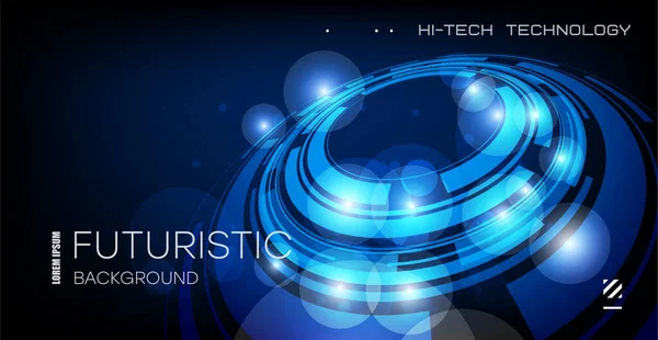 Soyut teknolojik altyapı. Mavi arka planda yüksek bilgisayar ve iletişim teknolojilerinin gelecekteki illüstrasyonu. Yüksek teknoloji dijital teknoloji, küresel sosyal medya kavramı. Vektör.