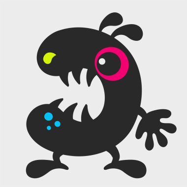 Çığlık atan simit canavarı. Komik ve sevimli bir canavar. Düz çizgi film karakteri tasarımı. EPS 10.