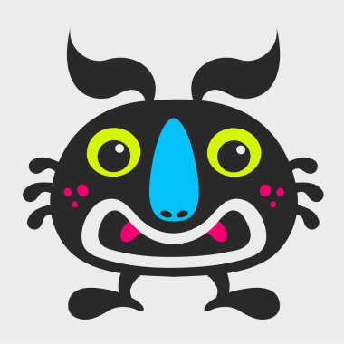 Yuvarlak, kulaklı bir canavar. Komik ve sevimli bir canavar. Düz çizgi film karakteri tasarımı. EPS 10.