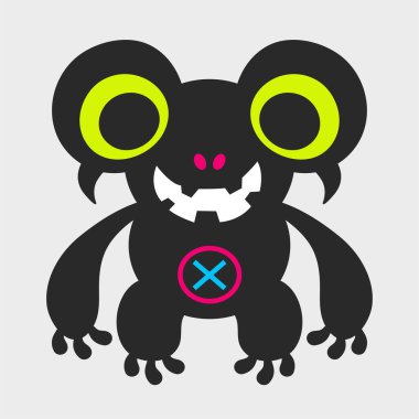 Ayı canavarı. Komik ve sevimli bir canavar. Düz çizgi film karakteri tasarımı. EPS 10.