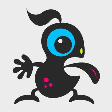 Dilini çıkaran sevimli bir canavar. Komik ve sevimli bir canavar. Düz çizgi film karakteri tasarımı. EPS 10.