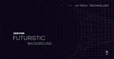 Uzayda bacası olan fütüristik bir arka plan. Teknik tasarım, huni şeklindeki geometrik çizgilerle açık alan. Tel çerçeve uzay tüneli. Vektör