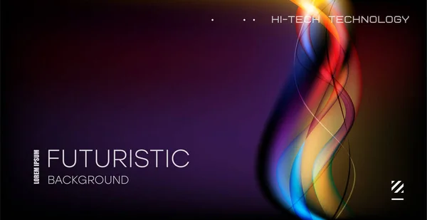 Neon dalgalı çizgiler. Işık etkisi. Taraflar, davetiyeler, teknoloji, fütüristik, enerji vektörü için soyut şenlik arkaplanı