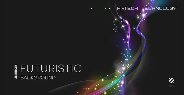 Neon dalgalı çizgiler. Işık etkisi. Taraflar, davetiyeler, teknoloji, fütüristik, enerji vektörü için soyut şenlik arkaplanı