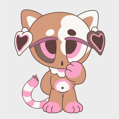 Sevimli çizgi film kedisi. Komik hayvan karakteri. Çizgi film karakteri tasarımı. EPS 10.