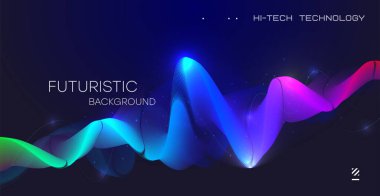 Abstract technology background with equalizer light effect. Visualization of sound waves. Vector.