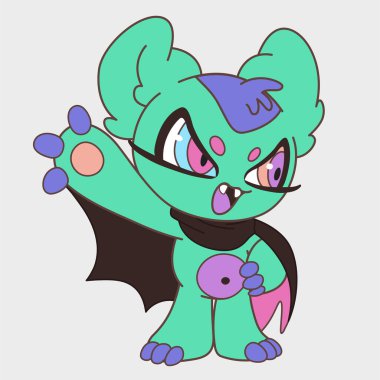 Karikatür Karşılama Yarasası. Komik bir tip. Çizgi film karakteri tasarımı. EPS 10.