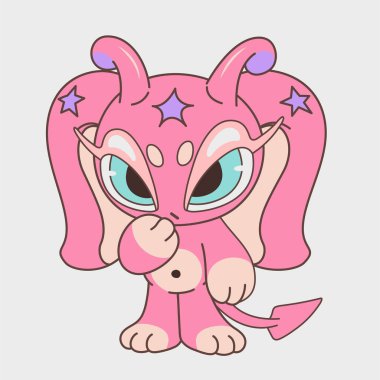 Şirin pembe bir hayvan çizgi filmi. Komik bir tip. Çizgi film karakteri tasarımı. EPS 10.