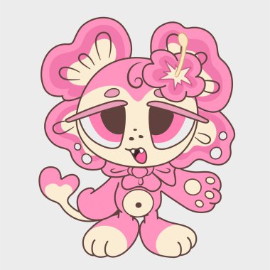 Karikatür çiçeği hayvanı. Komik bir tip. Çizgi film karakteri tasarımı. EPS 10.