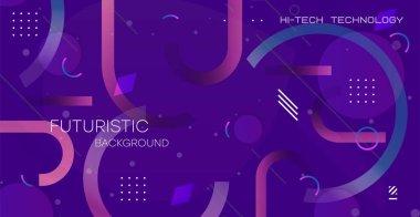 Soyut geometrik arkaplan. Gradyan minimalist retro poster vektör illüstrasyonu. Kare ve yuvarlak şekillerin soyut modayı.