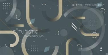 Soyut geometrik arkaplan. Gradyan minimalist retro poster vektör illüstrasyonu. Kare ve yuvarlak şekillerin soyut modayı.