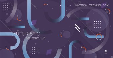 Soyut geometrik arkaplan. Gradyan minimalist retro poster vektör illüstrasyonu. Kare ve yuvarlak şekillerin soyut modayı.