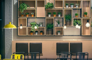 Cafe Interior Wall Design clipart