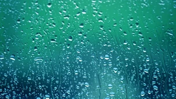 Rain Water Running Down The Glass Surface — Stock Video