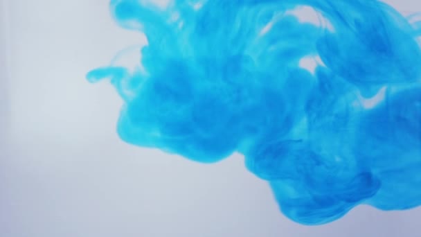 Blauwe inkt gedaald in water in slow motion — Stockvideo