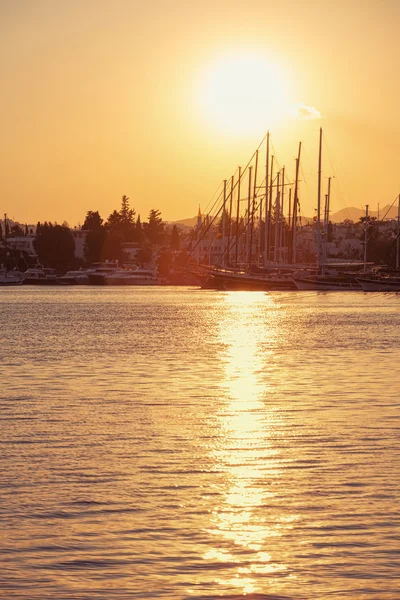 Bodrum marina at sunset — Stock Photo, Image