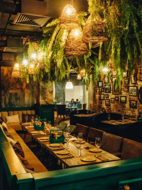 Kazan, Rusya - 11 Aralık 2019: Giviko - Novo-Savinovsky bölgesindeki Gürcü restoranı.