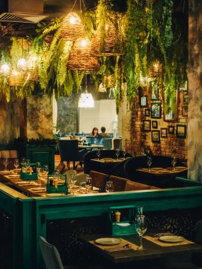 Kazan, Rusya - 11 Aralık 2019: Giviko - Novo-Savinovsky bölgesindeki Gürcü restoranı.