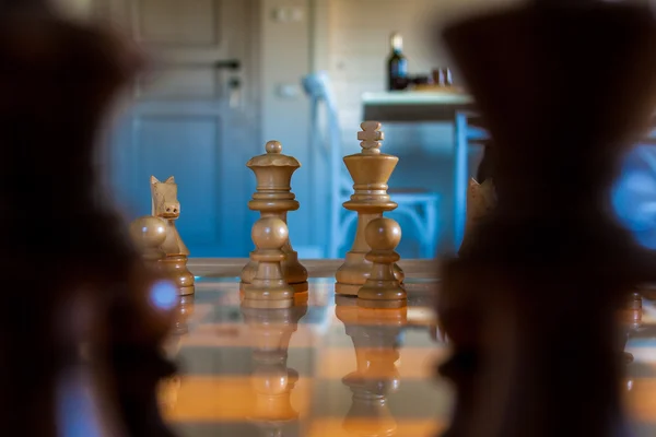 Bir satranç tahtası yan görünüm — Stok fotoğraf