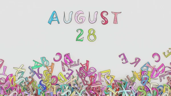August Puzzled Calendar Monthly Schedule Birthday Use — Stock Photo, Image