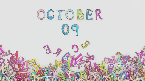 10月9日困惑誕生日カレンダーの月のスケジュール使用 — ストック写真