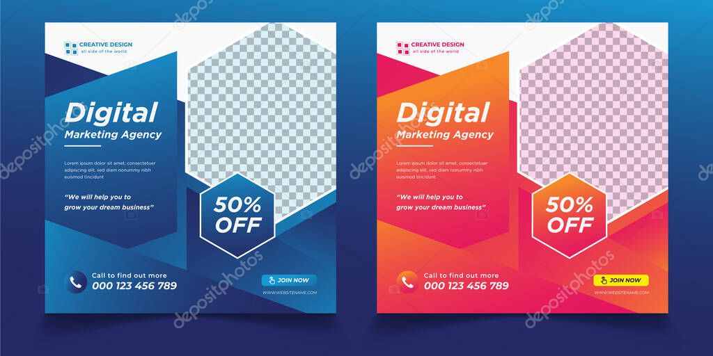 Digital business marketing agency, Digital business marketing agency Social media post template,