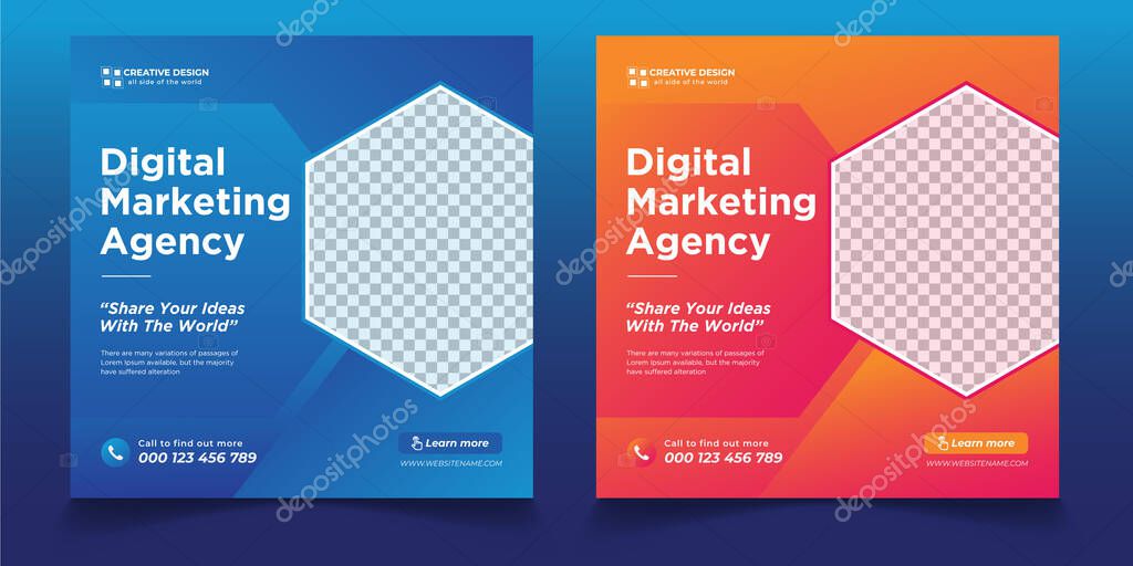 Digital business marketing agency, Digital business marketing agency Social media post template,