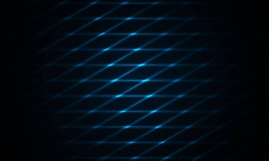 Koyu mavi arkaplan ve neon renkli ızgara. Gelecekçi karanlık modern teknoloji geçmişi.